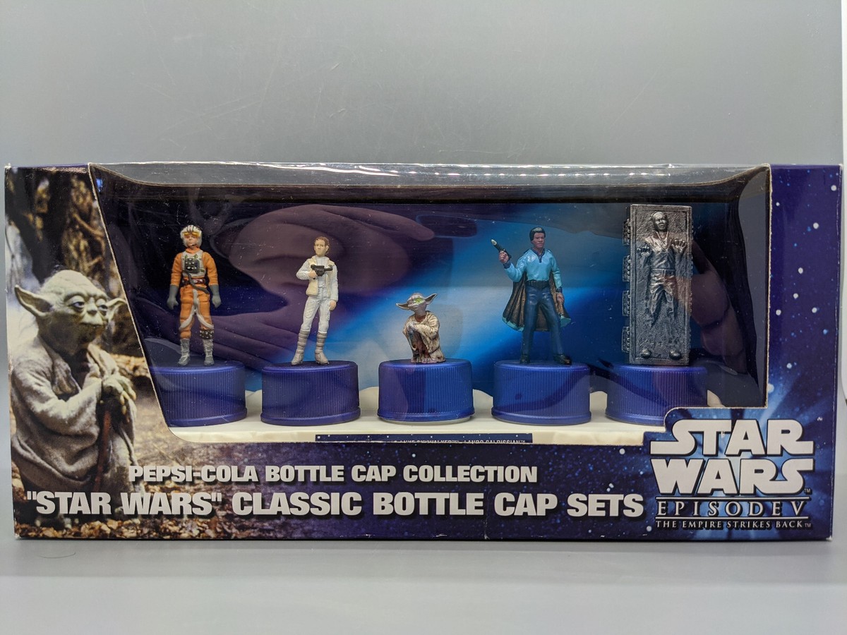 2002 #3 Star Wars Pepsi Bottle Cap Figures - Luke Leia Yoda Carbon