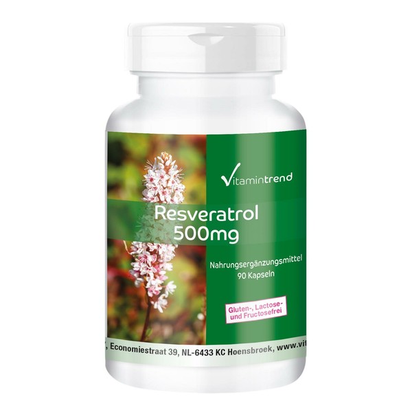 Resveratrol 500 Mg - 90 Kapseln Aus KnöTerich-Extrakt, 100% Vegan - Vitamintrend-image