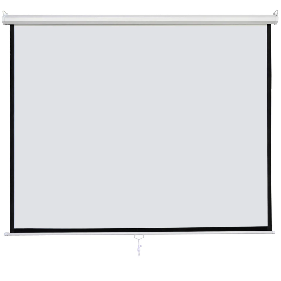 120"1:1 Projection Projector Screen Manual Pull Down Matte HD Movie Theater Home - Image 2 of 4
