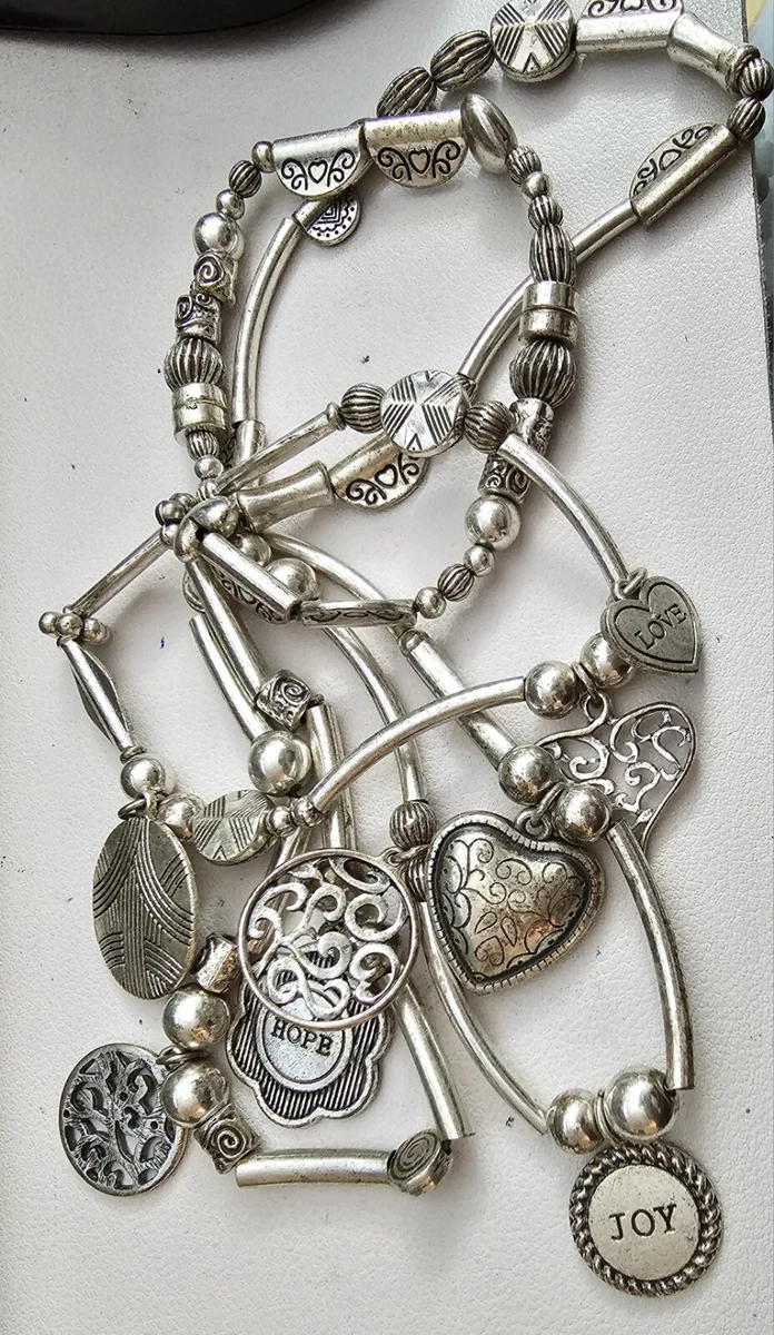 Pre Owned Lia Sophia Menagerie Silver Tone Stretch Bracelet eBay