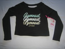Justice Girls long sleeve T-Shirt-Black Size XS 5/6 GYMNAST New