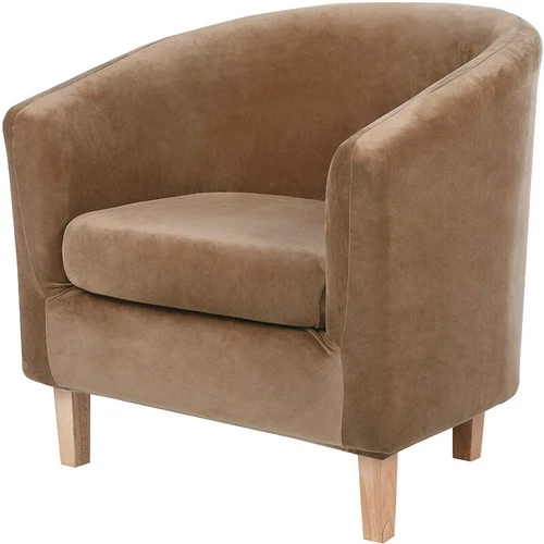 Stretch Velvet Tub Chair Covers Armchair Slipcovers Single Sofa Split Seat Cover - Picture 16 of 33