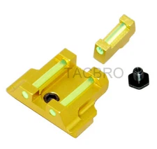Gold Anodized Aluminum Front & Rear Sight with Green Fiber Optic For Gl0ck 