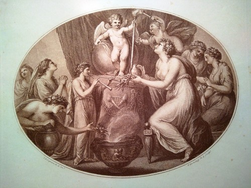 Stampa antica in ovale CELEBRAZIONE DI CUPIDO DIO DELL'AMORE 1900 Antique print - Picture 2 of 3
