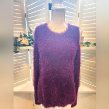 CHASER NWOT PURPLE EYELASH SOFT COLD SHOULDER SWEATER SIZE SMALL
