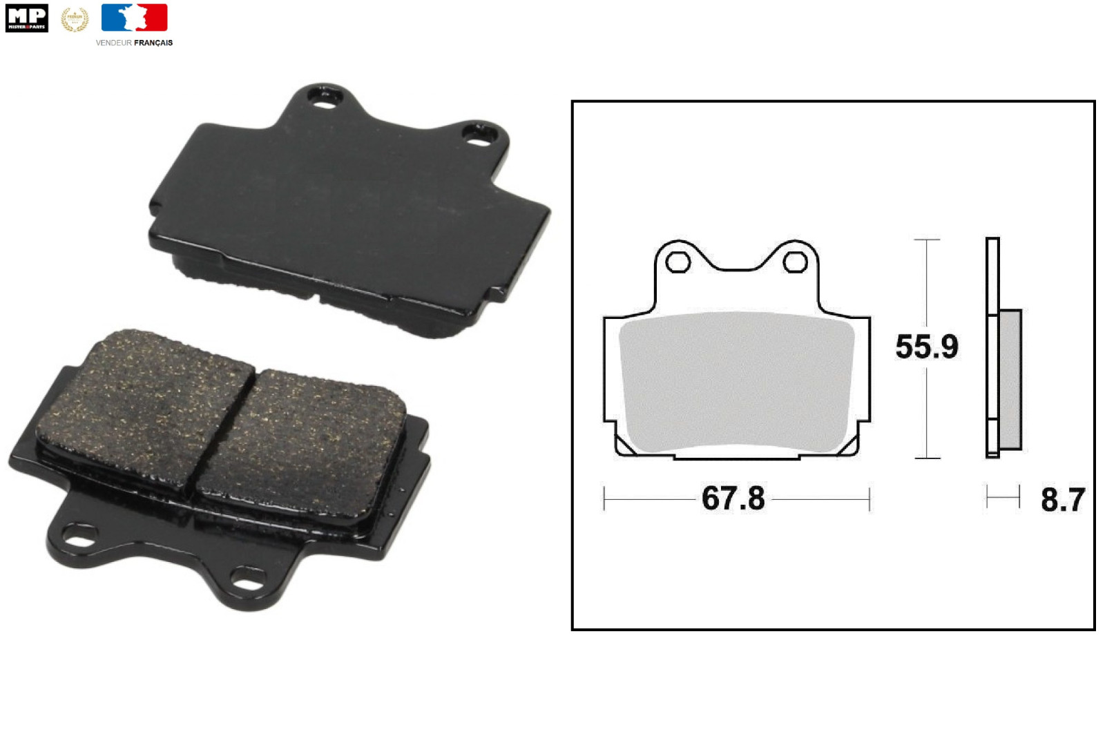 Plaquettes frein Yamaha TZR 125 garniture organique pour moto TDR 250
