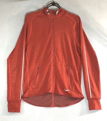 Nike Hoodie Mens Medium Red Running Dri Fit Sprint Full Zip Reflective 596241