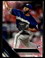 2016 Topps 430 Ariel Pena Milwaukee Brewers RC Mother's Day Pink 43/50