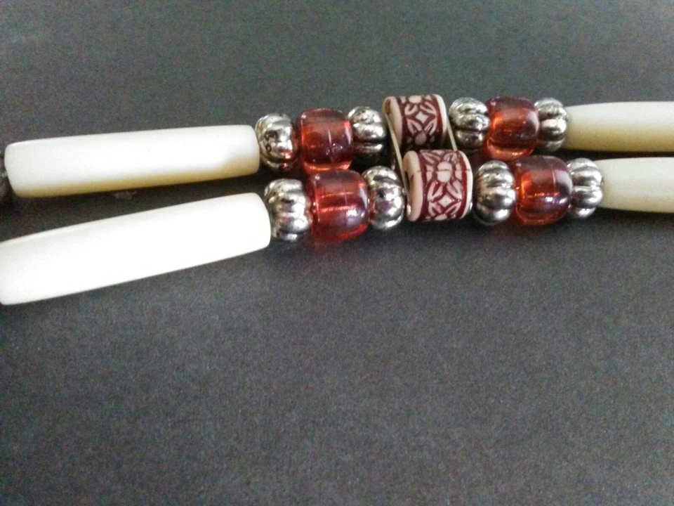 Вышитый бисером пояс бежевый ржавчины искусственной замши конец галстуки Artsy богемное хиппи размер M/L - Изображение 2 из 4