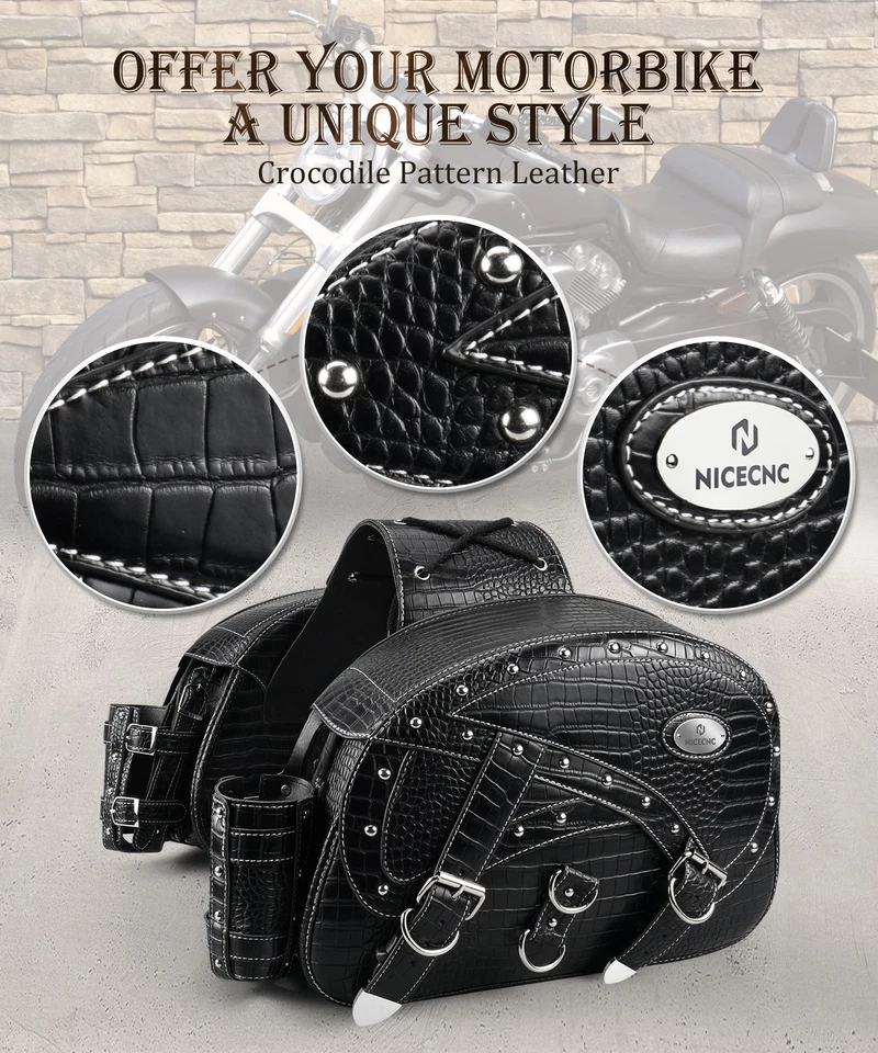 15" Motorcycle Saddlebags Waterproof Saddle Bags For Honda Shadow Spirit 750 VT - Image 4 of 4