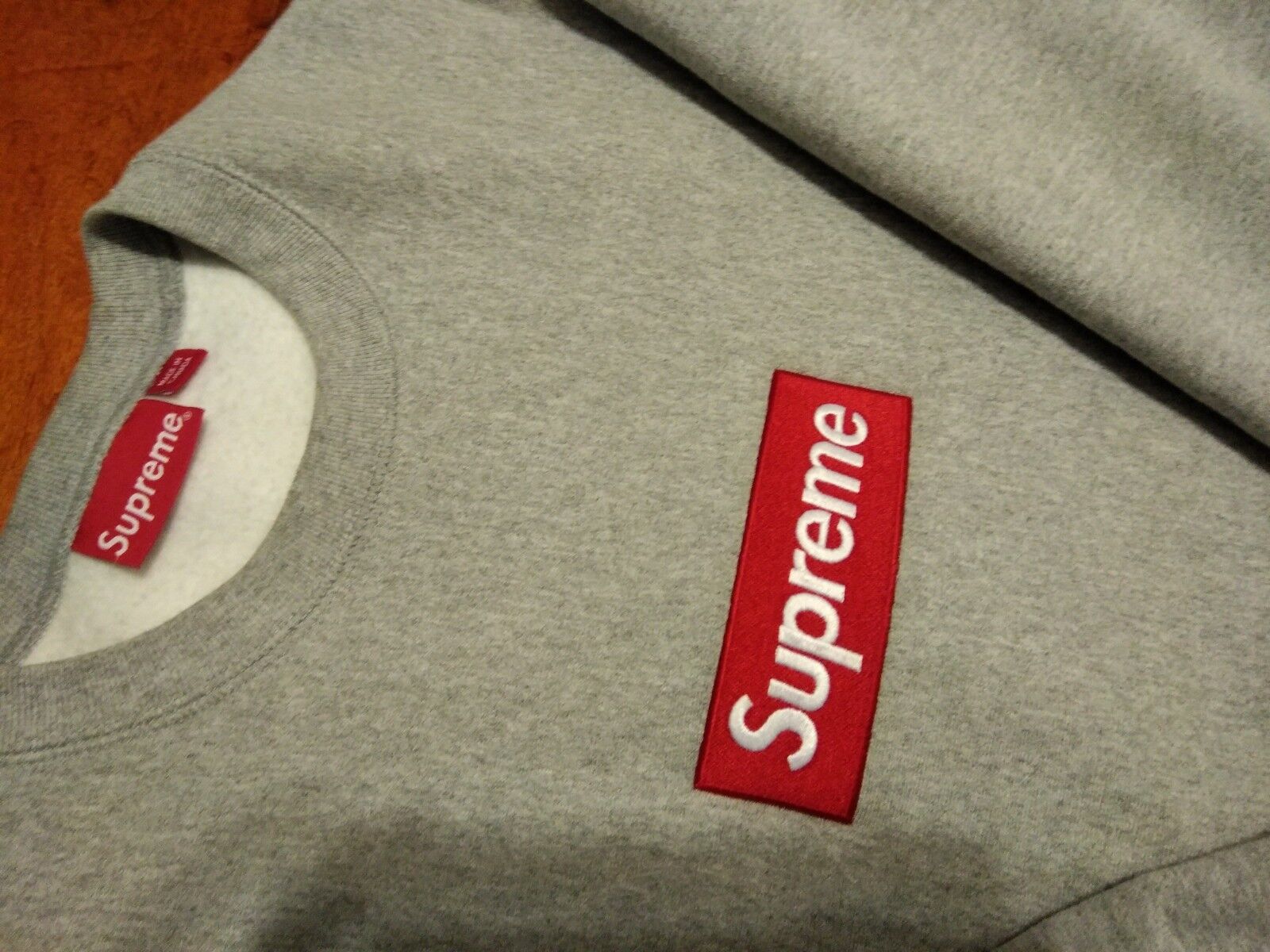 Supreme Box Logo Crewneck Medium Heather Gray Sweatsh… - Gem