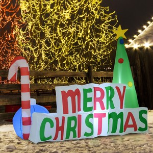 Buon Natale Yard Sign.Homcom Illuminate Gonfiabile Buon Natale Segno Vacanza Decorazioni Altezza 1 58m Ebay