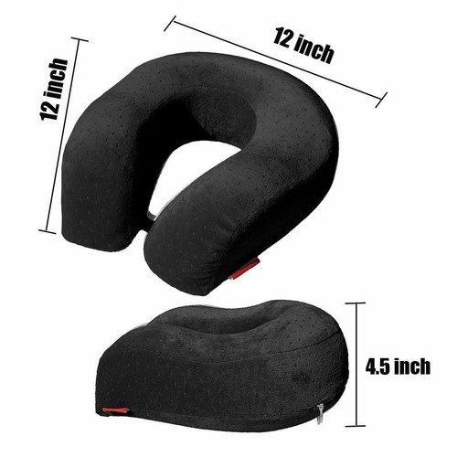 Bookishbunny Memory Foam Large U Shape Travel Pillow Neck Support Head Rest Blk - Picture 2 of 5