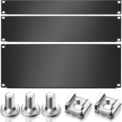 3 Pieces 1U,2U,4U Blank Panel Metal Rack Mount Filler Panel Mount Panel Spacer 1