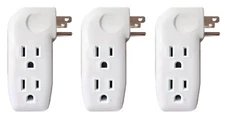 3 Pack "L" Style 3-Way Grounded Electrical Outlet Wall Plug Power Splitter