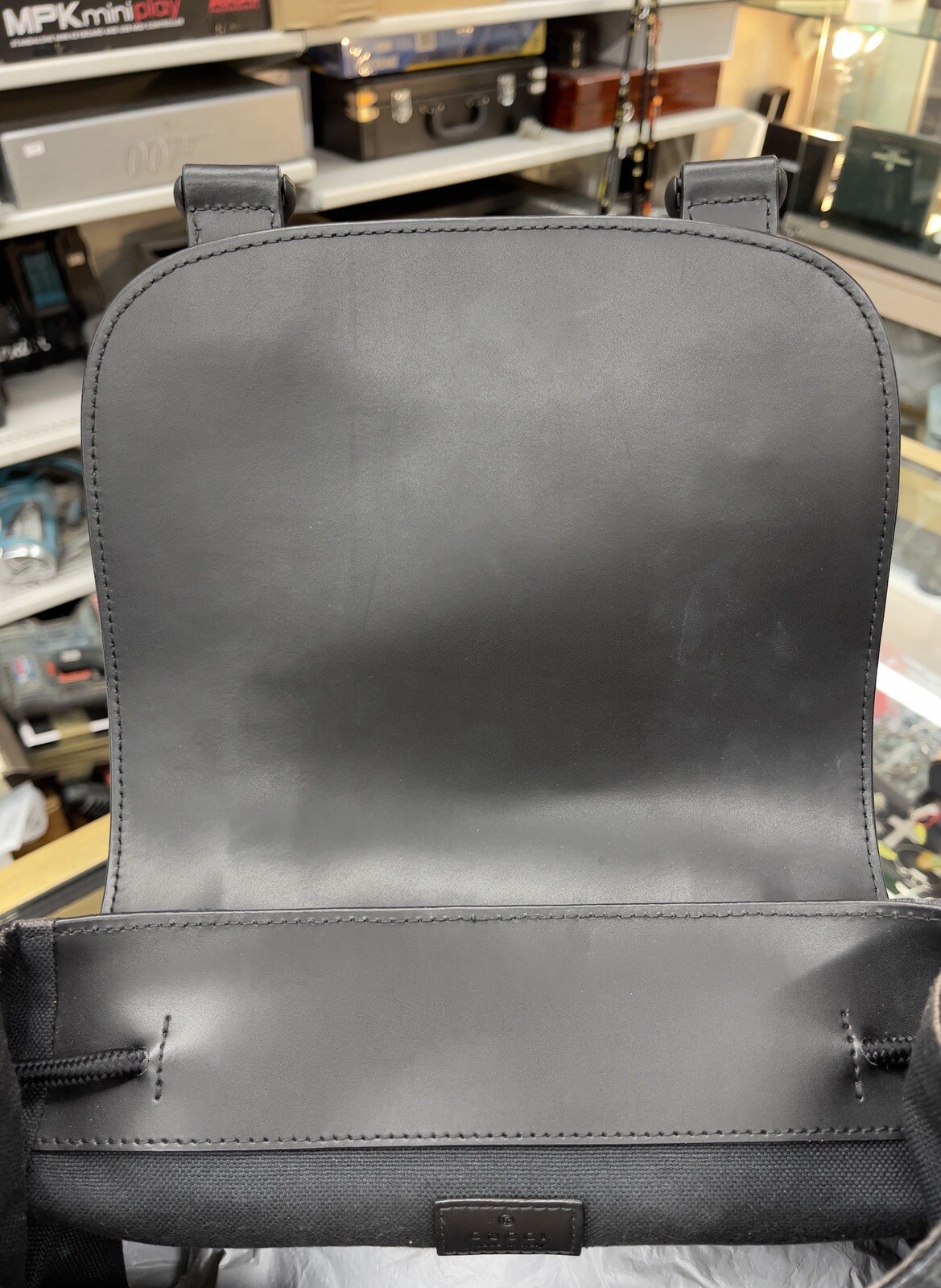 GUCCI GG Supreme Monogram Calfskin Double Buckle Backpack Black 495563 493075 image 9