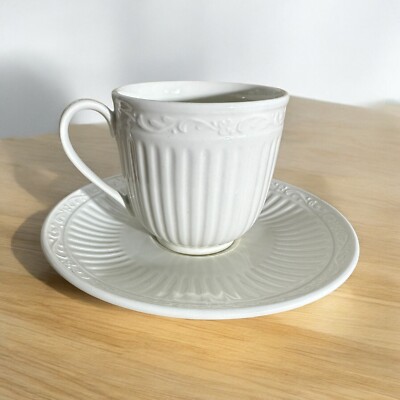 Mikasa Flat Italian Countryside Stoneware Tea Cup Saucer Discontinued Vintage