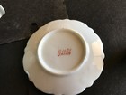 Miniature Teapot w/Lid/Saucer White &Grey w/Blue Pink Gold U1621 Japan on Bottom — photo 7