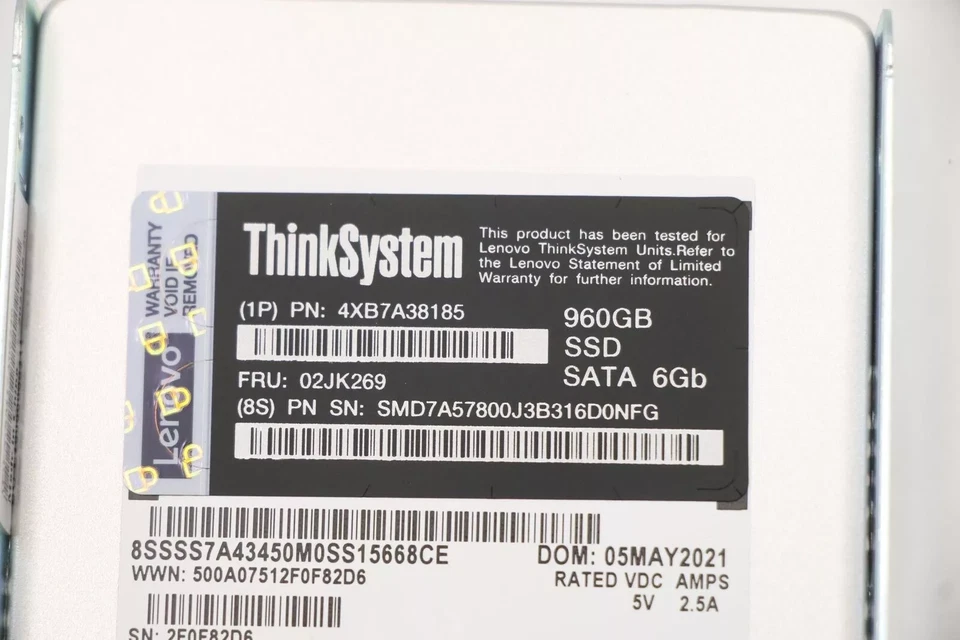 NEW Lenovo 960GB 02JK269 4XB7A38185 ThinkSystem 2.5" Entry SATA 6Gb Hot Swap SSD - Image 2 of 4