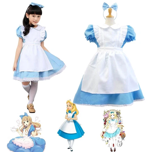 Kids Girls Alice in Wonderland Costume Cosplay Fancy Dress Party Book Week - Picture 4 of 12