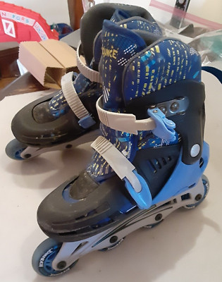 New Bounce inline Roller Skates, 4 Wheel Rollers, blue, M (2-5) used, work