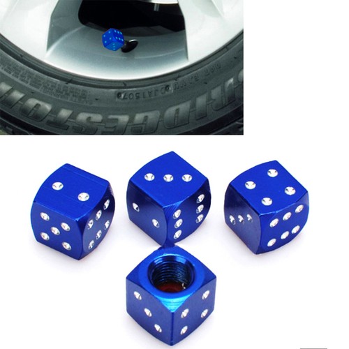 Aluminium Blue Dice Tire Wheel Air Valve Stem Cap 4pcs Fits Suba MM eBay