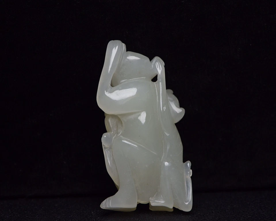 Exquisita estatua de mono tallada a mano de jade hetiano natural certificada 1163 Foto 2 de 4