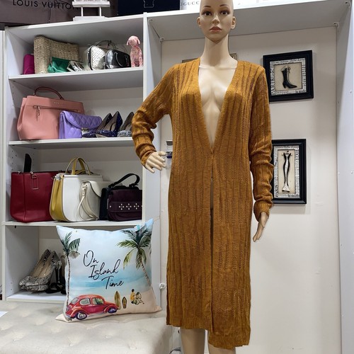 Brown Long Crochet Duster Cardigan Size 