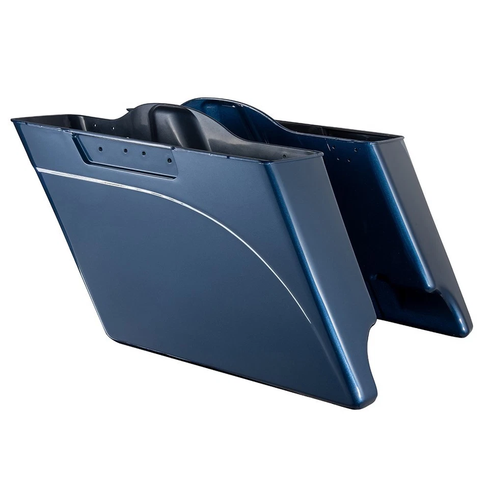 Dark Blue Pearl Stretched Saddlebags Extended Bag Fits 1993-2013 Harley Touring - Image 3 of 4