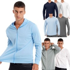 Men's Hoodie Shirt Long Sleeve SPF Outdoor UV Protection Jacket Hiking T-Shirt
