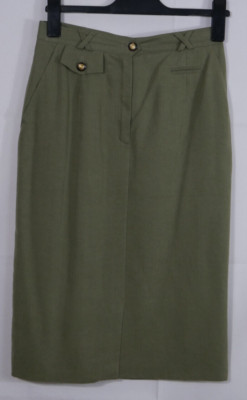 Damen BASLER Eleganter Rock Khaki Grün SEIDE + VISKOSE Größe 36/38 TOP!