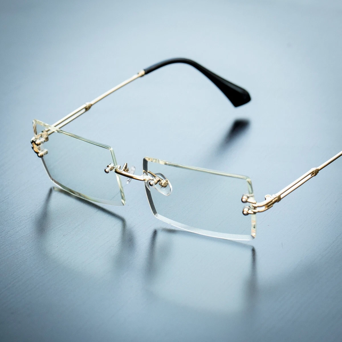 Mens square hotsell rimless sunglasses