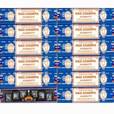 Nag Champa Sai Baba Satya Incense Sticks Bulk 11 x 15g + 1 Super Hit Incense 15g