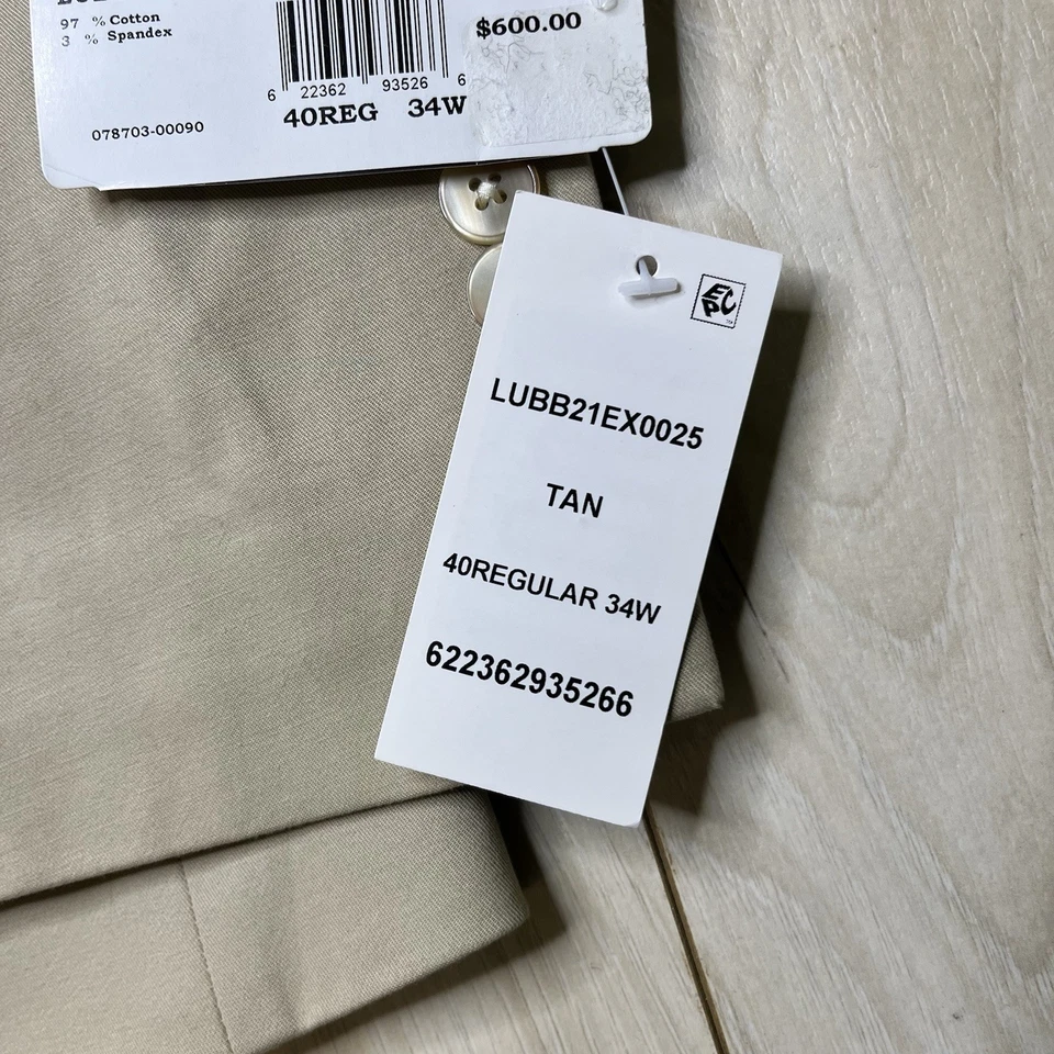 Ralph Lauren Black Label Mens 2 Piece Suit Beige 40R / 36x30 Slim Fit NWT Cotton - Image 4 of 4