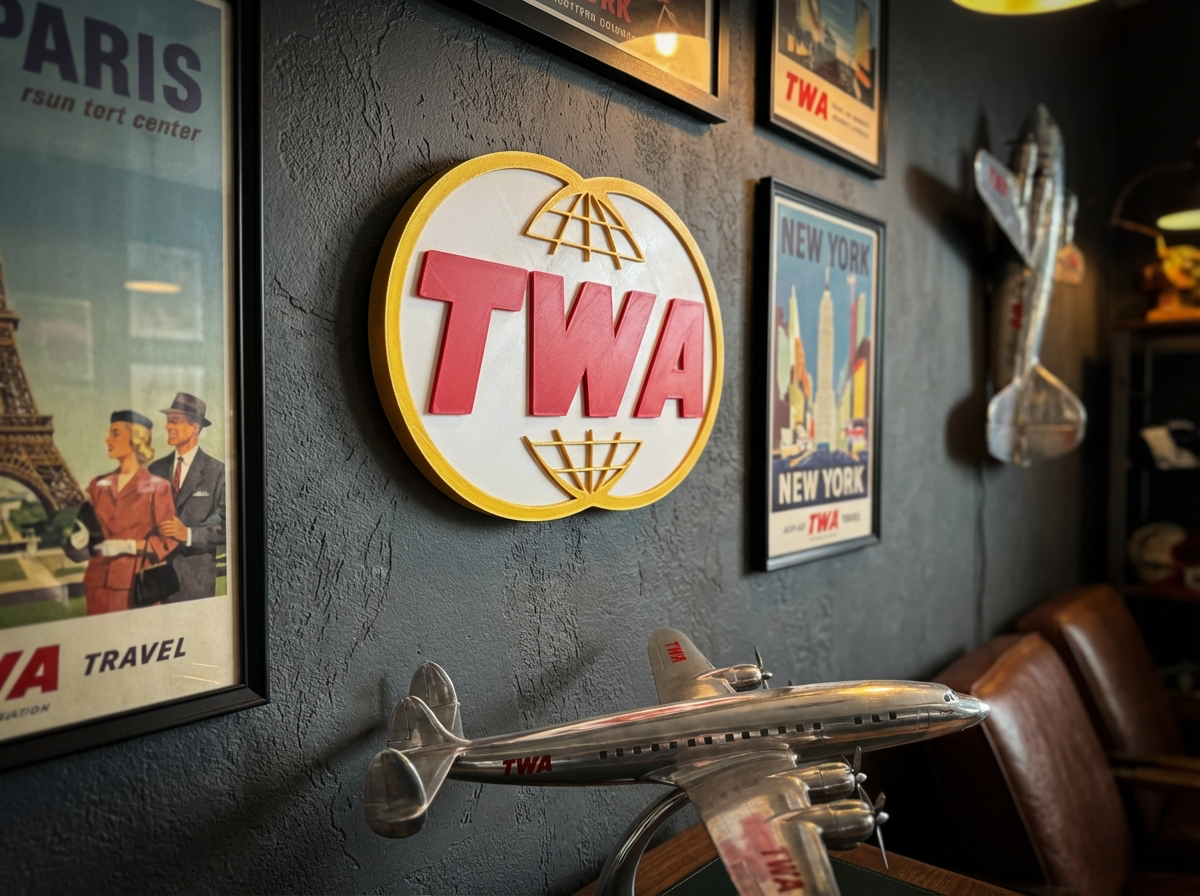 TWA Retro Logo 3D Wall Sign – Trans World Airlines Vintage Style ...
