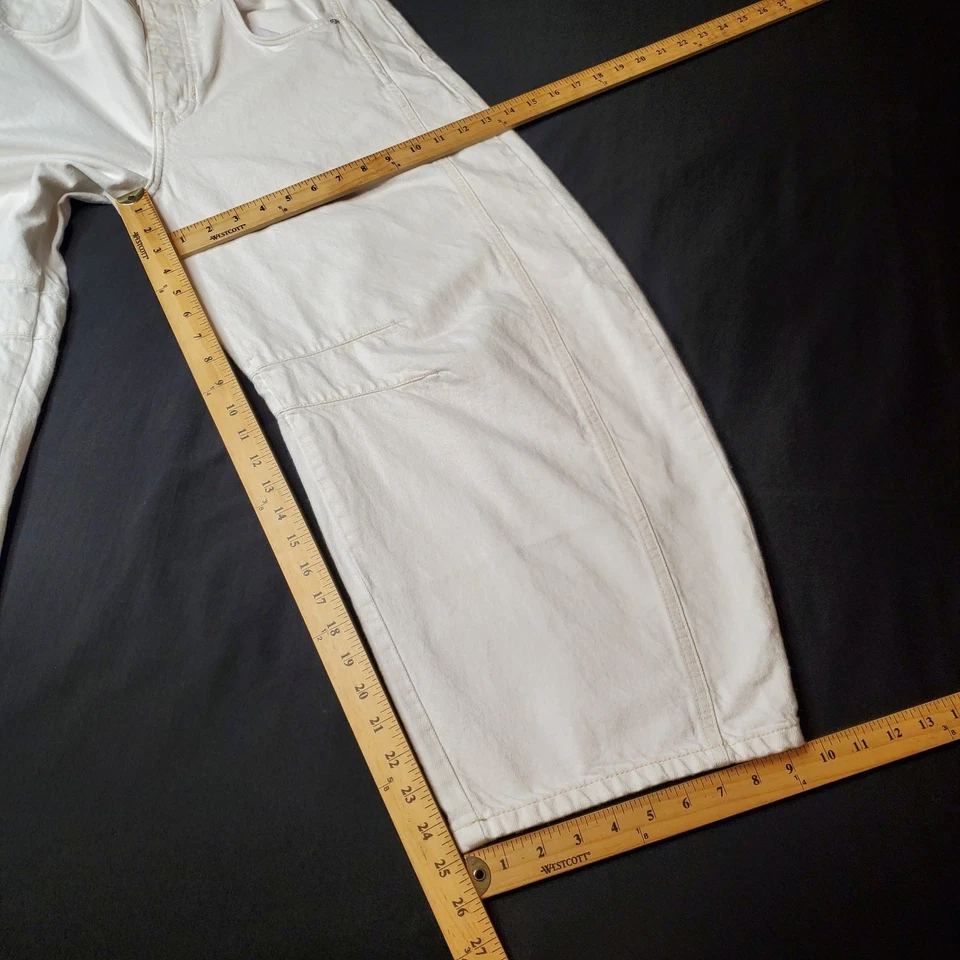 Free People X We The Free Women's Size 28 Good Luck Mid-Rise Barrel Jeans White - Image 3 of 4