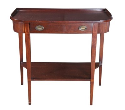 Mid Century Mersman English Regency Style Mahogany Inlaid Console Entry Table