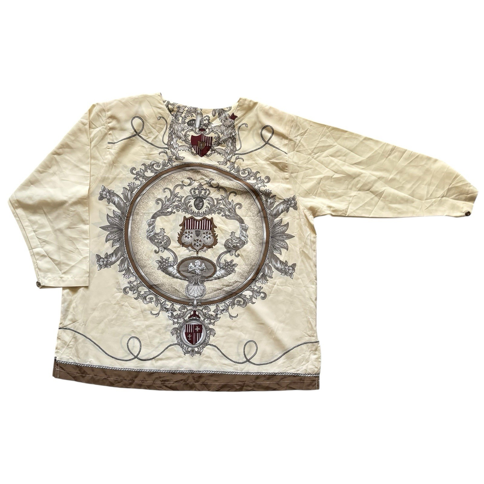 Womens Vintage Top Cream Baroque Print Retro Boho Indie 20 Plus Size image 2