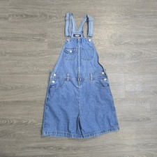 Vintage Jordache Blue Jean Denim Overall Shorts Shortalls Zip Womens Size Medium