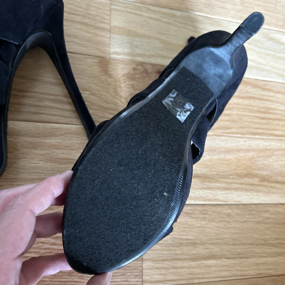 Sheikh 5” Tacón Stilleto 1” Plataforma Negro Gamuza Cremallera Tacón Sandalia Zapato Talla 9 Nuevo sin Caja Foto 4 de 4