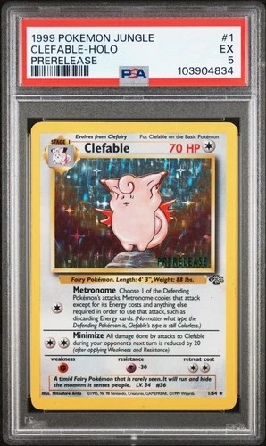1999 POKEMON JUNGLE PRERELEASE #1 CLEFABLE-HOLO PSA 5