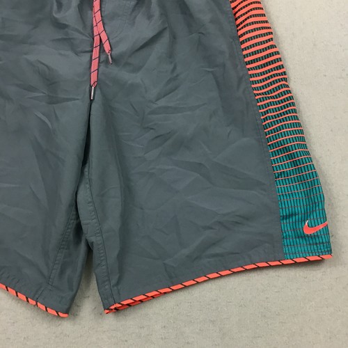 Nike Swim Trunks Men Large Gray Solid Logo Swimming Beach Drawstring Lined L - Picture 4 of 9