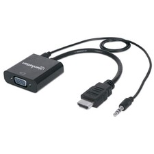 Image of Manhattan Hdmi To Vga With Audio Converter Cable 1080P 30Cm Male To Female Micro