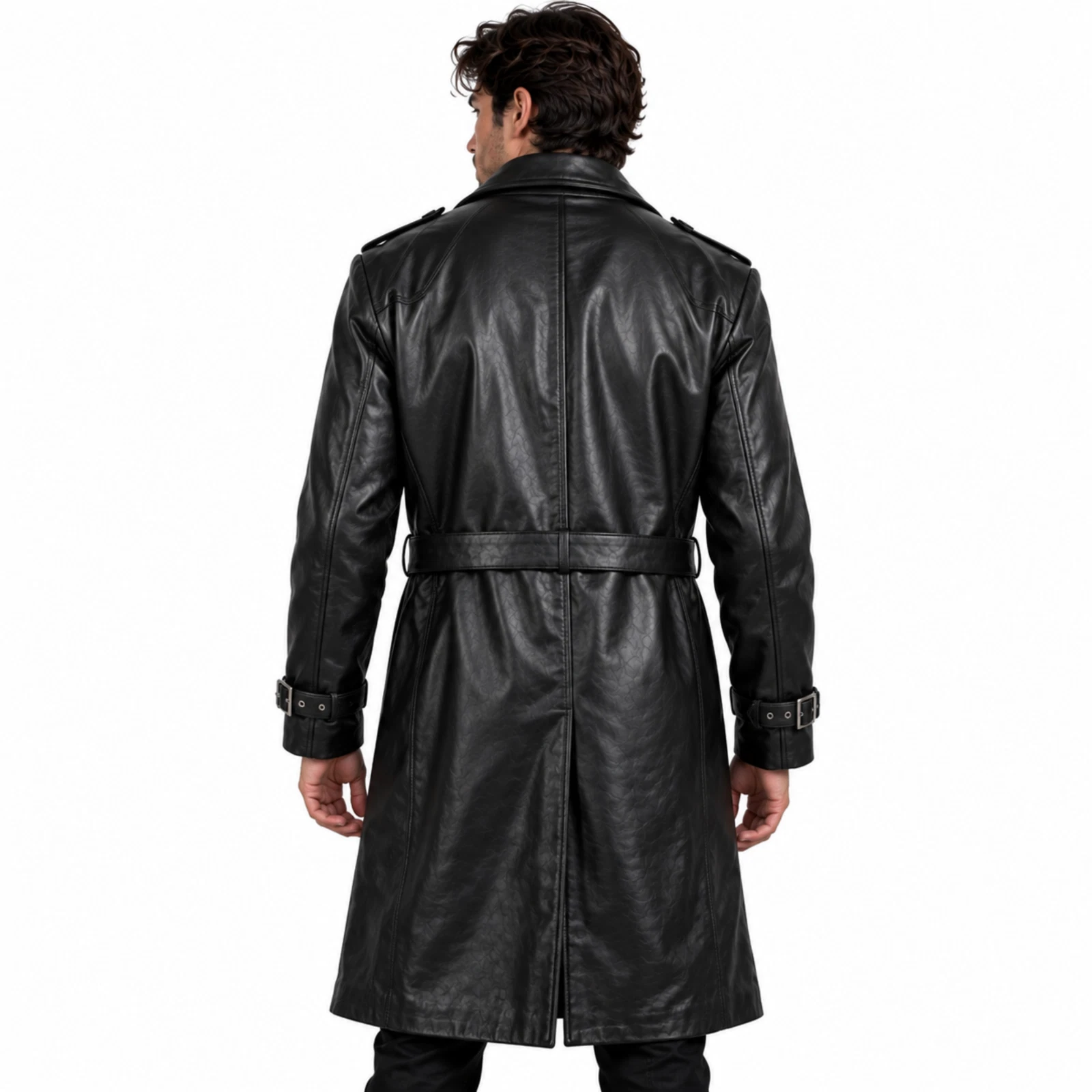Resident Evil Requiem RE9 Trench coat Zeno Black Leather Coat,  Cosplay image 5