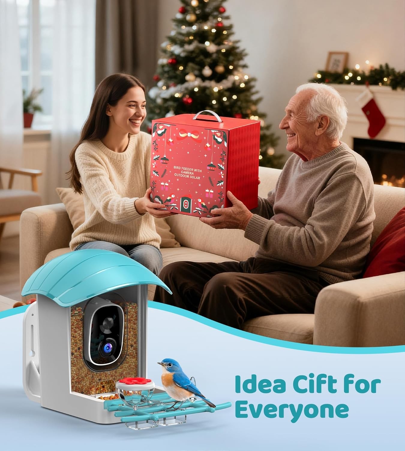 Bird Feeder with Camera Solar Powered: Smart Feeders for Outdoors Blue 