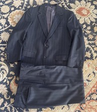  4895 Ermenegildo Zegna Trofeo Wool Stripe Navy/Black Suit 40/42 R Pants 32x32