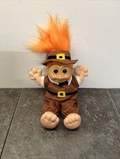 Vintage Russ Troll Doll Thanksgiving Pilgrim Boy Soft Body Orange Hair 7