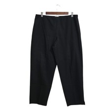 Eileen Fisher Organic Cotton Twill Side Zip Ankle Pants In Black Sz L