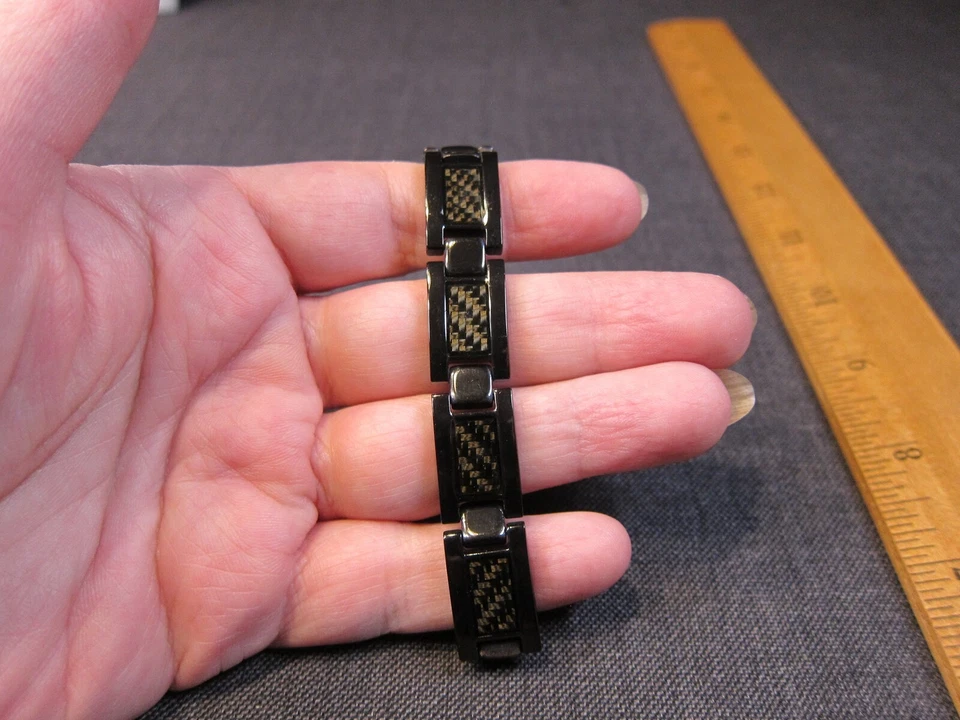 Preciosa pulsera hombre Spartan Titanium negra con tejido de cesta verde 7" Foto 4 de 4