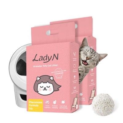 Lady N Cat Attract Tofu Cat Litter Calming Compatible with Auto Box 18lb Natural